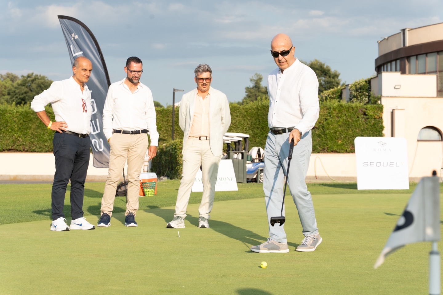 On the green during Sequel's presentation